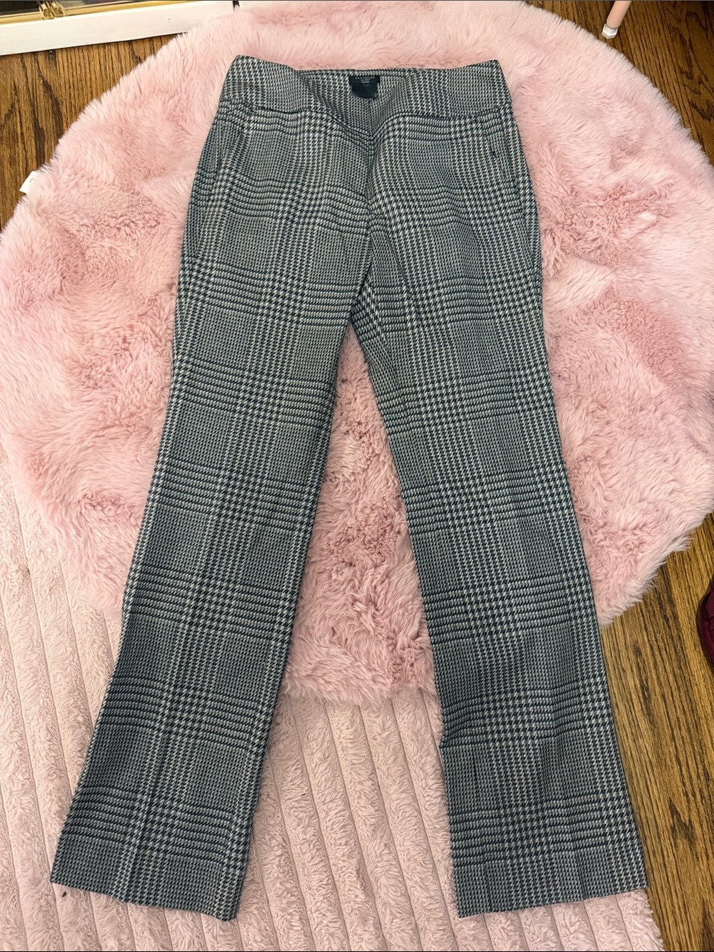 Ann Taylor Black and White Glen Plaid Trousers